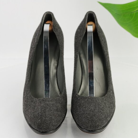 Stuart Weitzman Womens Pump Size 9 Gray Tweed Wool High Heel Slip On Dress Shoes - Picture 12 of 13
